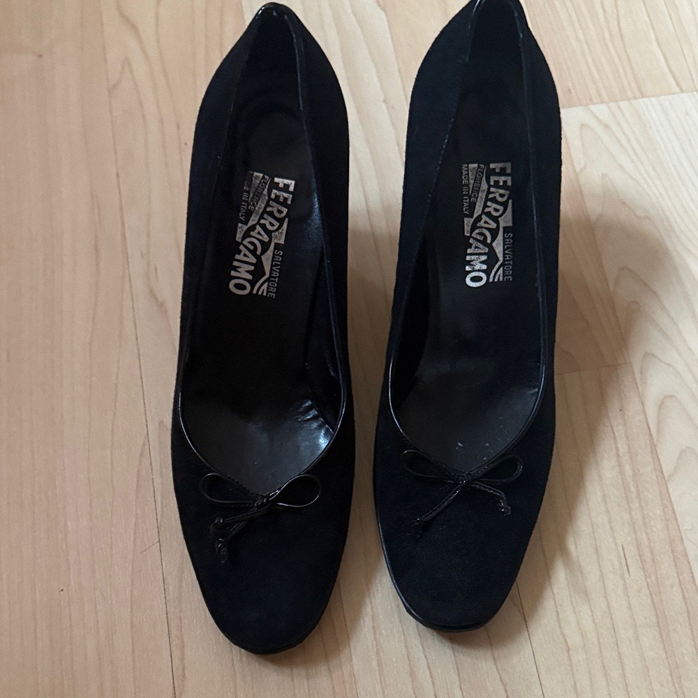 Salvatore Ferragamo Women's Black Suede Heels